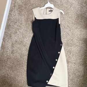 Tommy Hilfiger Black and Cream Asymmetrical Dress